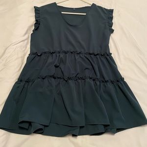 Blue/Green Flared Blouse, Size M